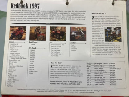 Honda Redbook Motorcycle & ATV Dealer Model Guide w/ Spec Sheets 1997 Genuine