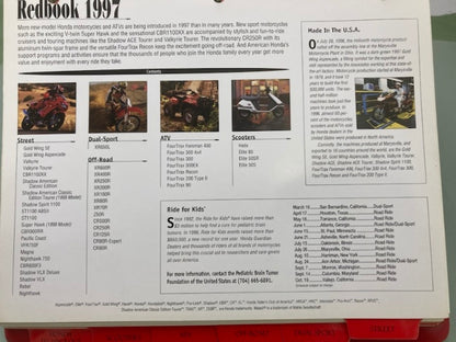 Honda Redbook Motorcycle & ATV Dealer Model Guide with Spec Sheets 1997 Genuine