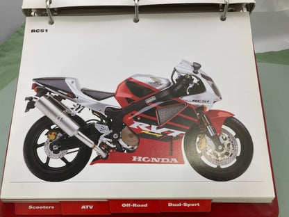 Honda Redbook Motorcycle & ATV Dealer Model Guide w/ Spec Sheets 2001 Genuine