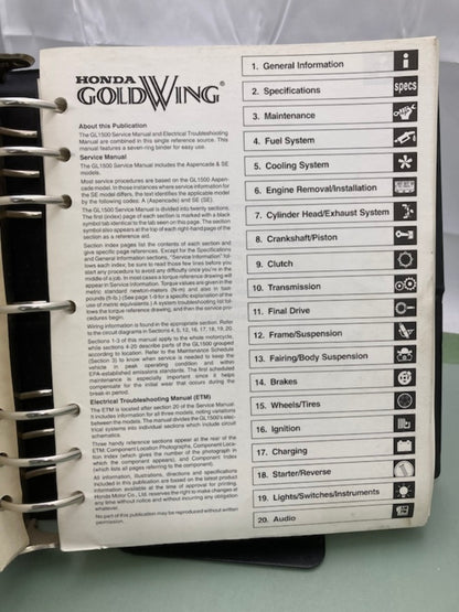 Honda 61MAM02-AH GL 1500 Gold Wing Service Manual Binder & ETM 1997 Genuine