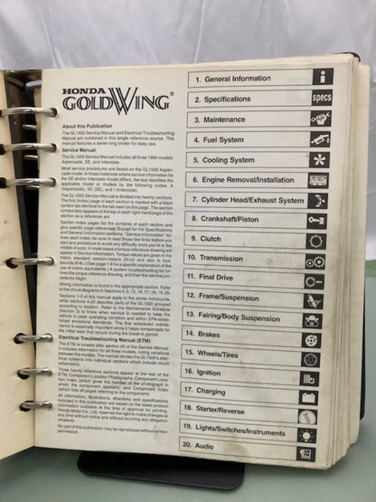 Honda 61MAM00-AH GL 1500 Gold Wing Service Manual Binder & ETM 1995 Genuine
