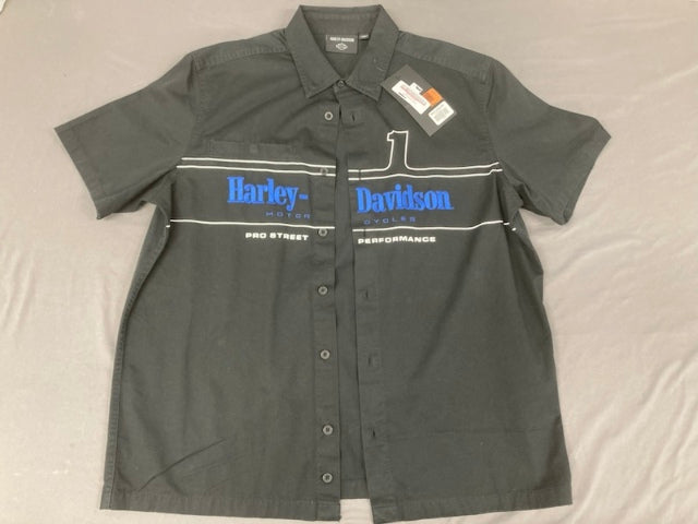 Harley-Davidson 96087-24VM/000L Woven Button Down Shirt Black L New Genuine