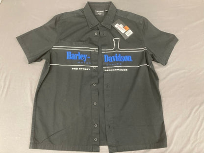 Harley-Davidson 96087-24VM/000L Woven Button Down Shirt Black L New Genuine