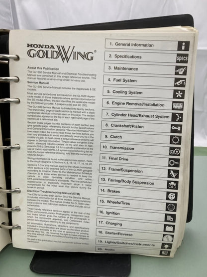 Honda 61MAM05-AH GL 1500 Gold Wing Service Manual Binder & ETM 2000 Genuine