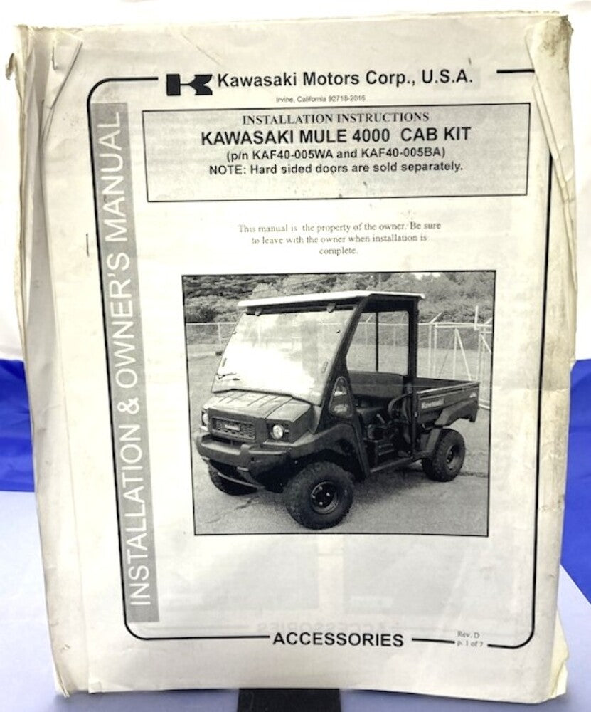Kawasaki 99924-1409-01 Mule 4010 Trans 4x4 Diesel 2008 Service Manual Genuine