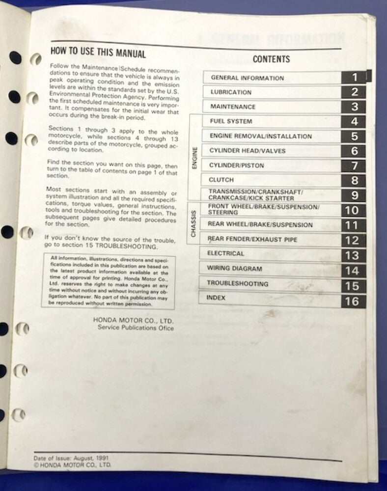 Honda 61GN111 XR80R; XR100R '85-'97 Service Manual Genuine