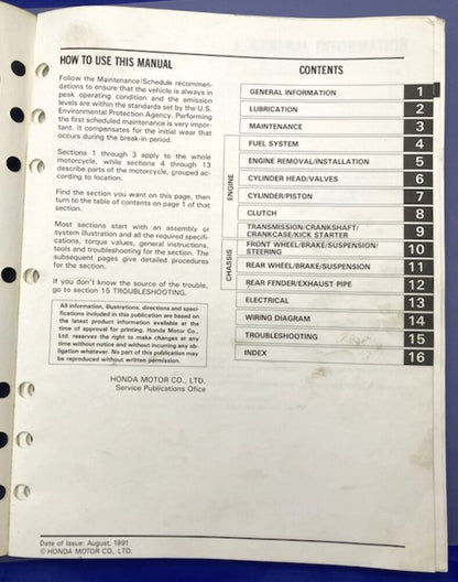 Honda 61GN111 XR80R; XR100R '85-'97 Service Manual Genuine