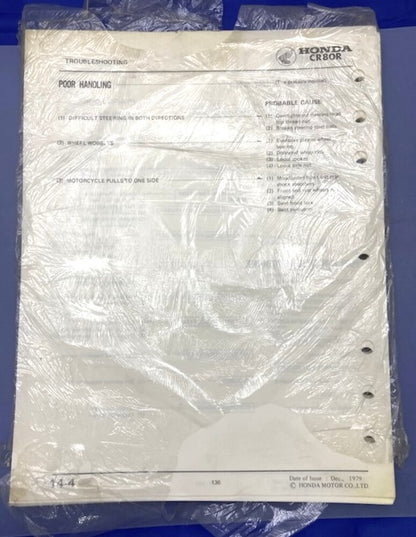 Honda 6116900 CR80R 1980 Shop Manual New Genuine