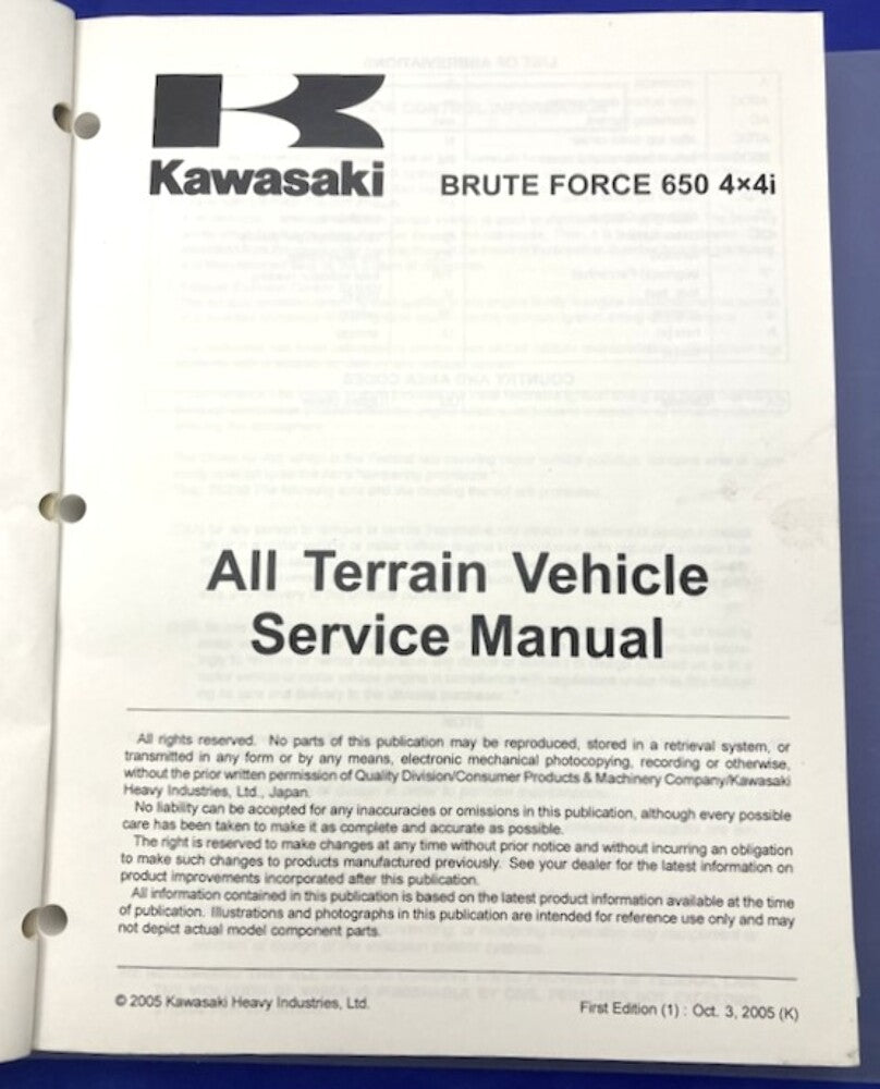Kawasaki 99924-1363-31 Brute Force 650 4x4 i 2005 Service Manual Genuine