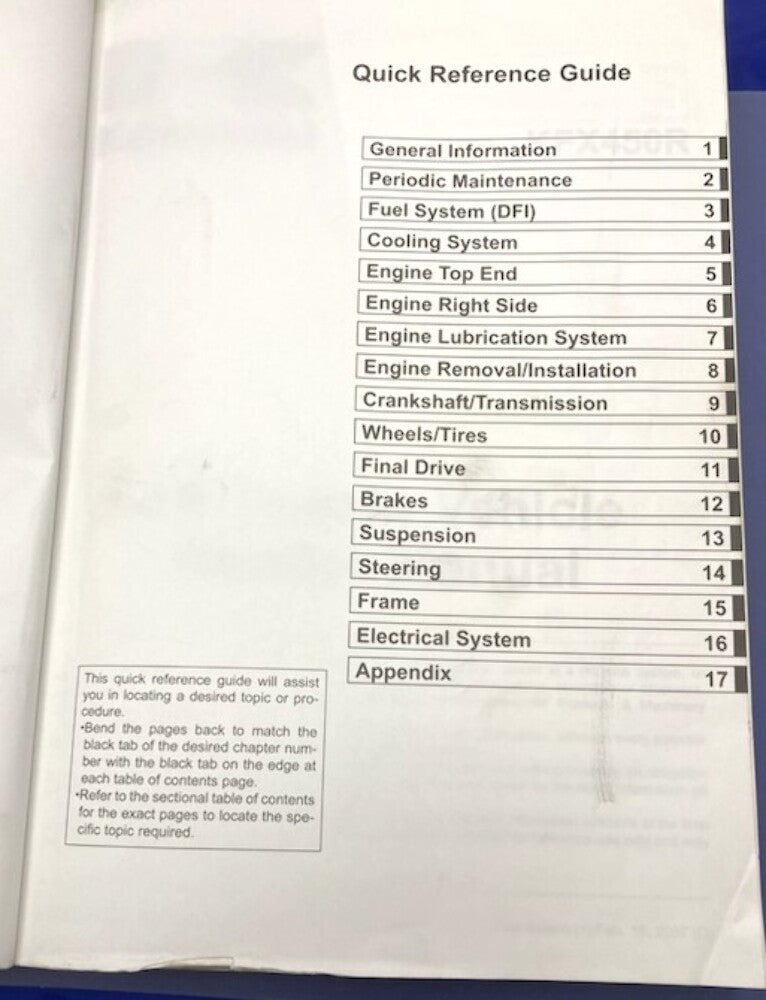 Kawasaki 99924-1386-01 KFX450R 2007 Service Manual Genuine