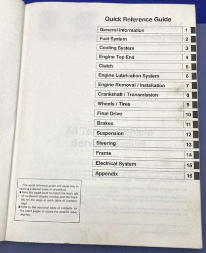 Kawasaki 99924-1154-02 Bayou 400 4x4; KLF 400 4x4 '92 & '94 Service Manual Gen.