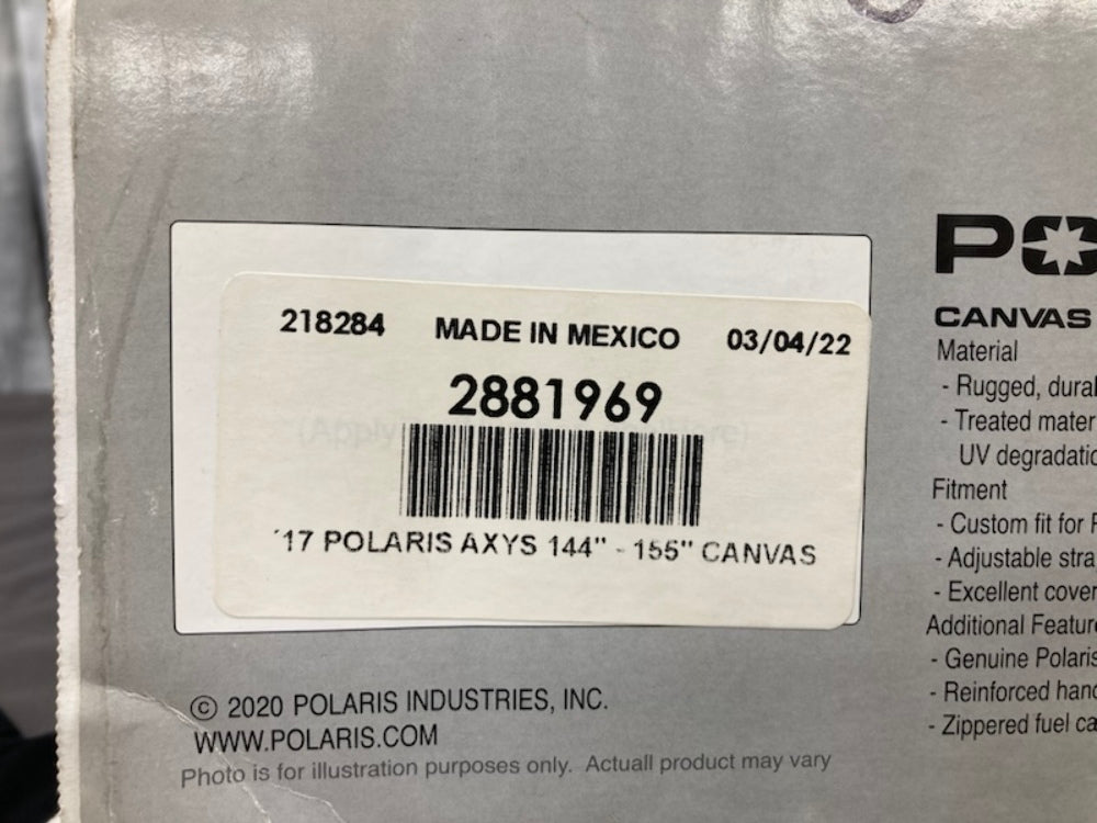 Polaris 2881969 heavy-duty canvas snowmobile cover, AXYS New Genuine