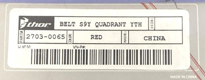 Thor 2703-0065 Belt S9Y Quadrant Youth Red New Genuine
