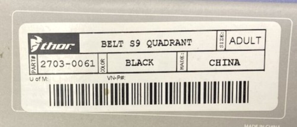 Thor 2703-0061 Belt S9 Quadrant Adult Black New Genuine