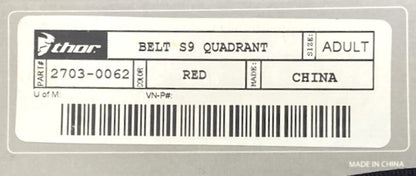 Thor 2703-0062 Belt S9 Quadrant Adult Red New Genuine