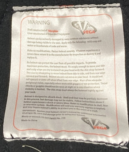 Vega 7200-015 XTS Half-Shell Helmet XL Black New Genuine