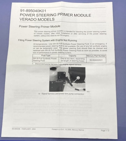 Quicksilver 895040K01 Power Steering Module Kit New Genuine