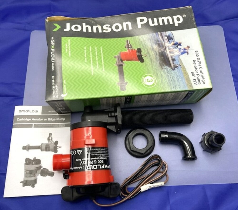 Johnson Pump 470714 500 GPH Cartridge Aerator Pump 90 degree 12V New Genuine