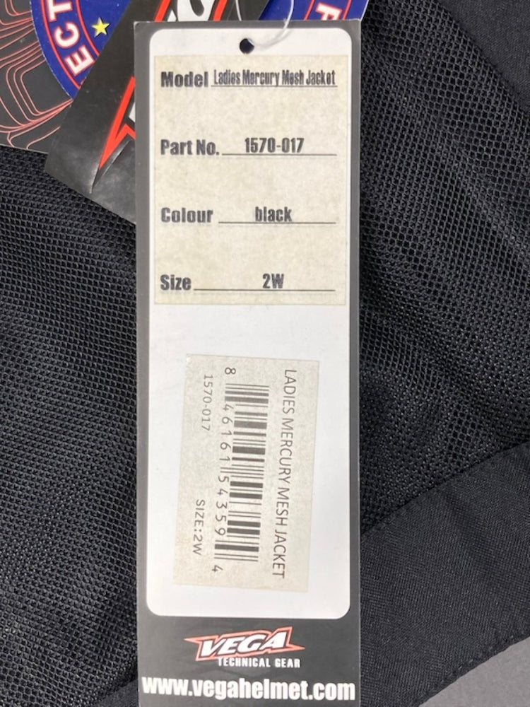 Vega 1570-017 Ladies Mercury Mesh Jacket Black Size 2W New Genuine