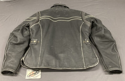 Joe Rocket Women's L Leather Motorcycle Jacket Black / White Piping New Genuine