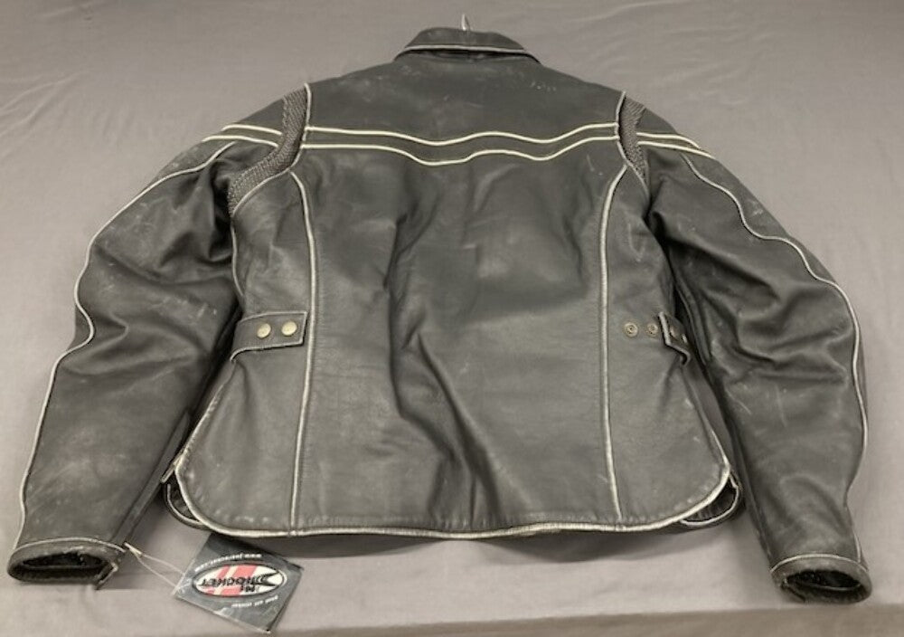 Joe Rocket Women's XL Leather Motorcycle Jacket Black / White Piping New Genuine