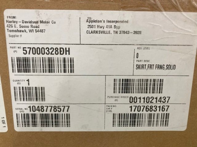 Harley-Davidson 57000328DH Front Fairing Skirt New Genuine
