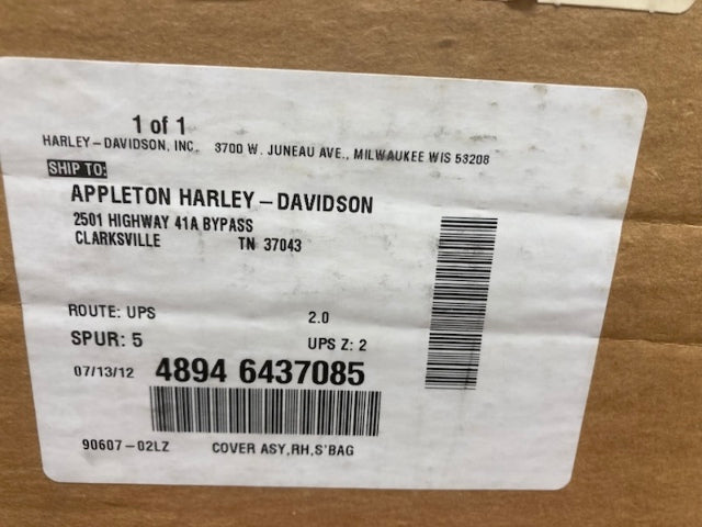 Harley-Davidson 90607-02LZ Cover Asy RH Saddlebag New Genuine