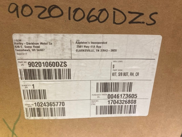 Harley-Davidson 90201060DZS RH Saddlebag Bottom Crushed Ice Pearl New Genuine