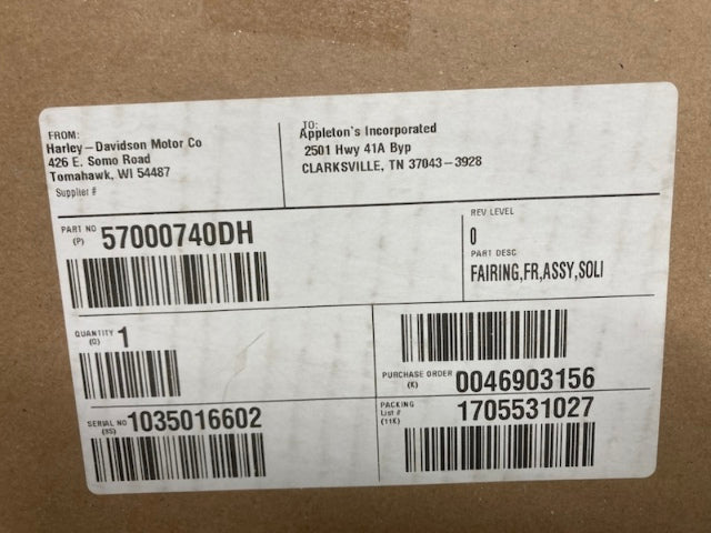 Harley-Davidson 57000740DH Front Fairing Assy Solid Black New Genuine