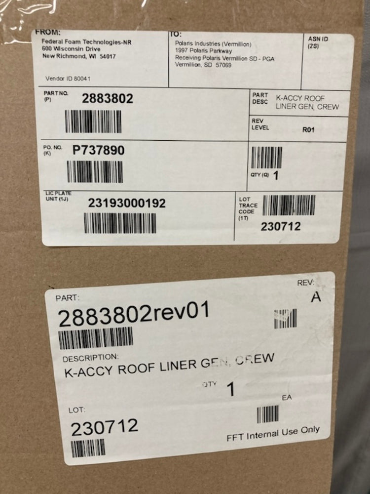Polaris 2883802 Poly Roof Liner, 4-Seat New Genuine