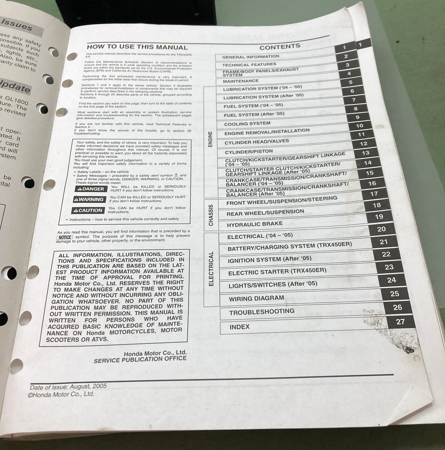 Genuine Honda 61HP102 TRX450R/ER Service Manual '04-'06