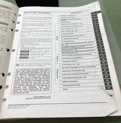 Genuine Honda 61HP102 TRX450R/ER Service Manual '04-'06