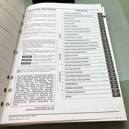 Genuine Honda 61HN252 TRX500FA TRX500FGA Service Manual '05-'07