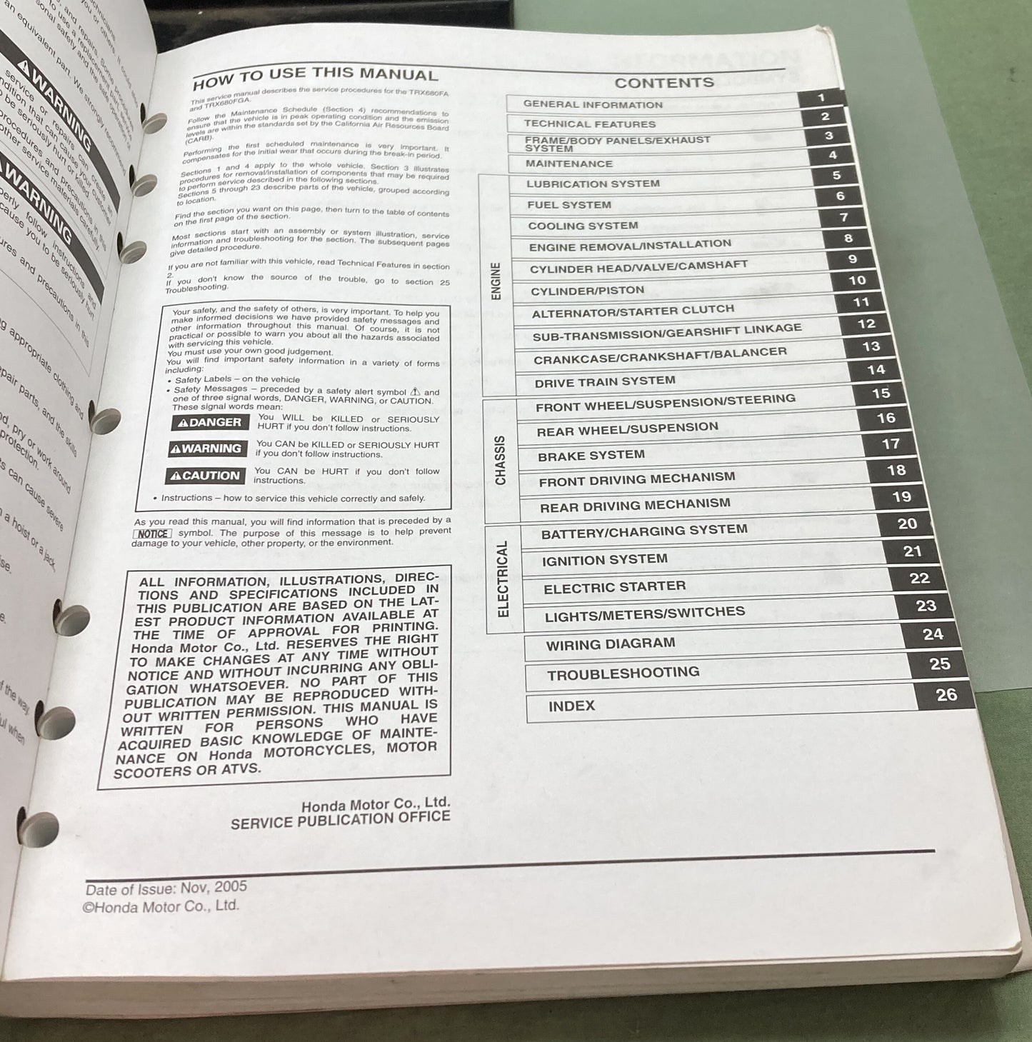 Genuine Honda 61HN850 TRX680FA/FGA Service Manual '06