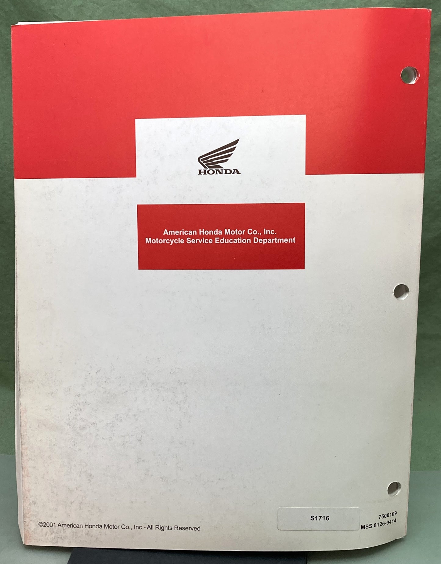 Genuine Honda S1716 Pro 1st Step Tech Mechanic Training Service Education Book