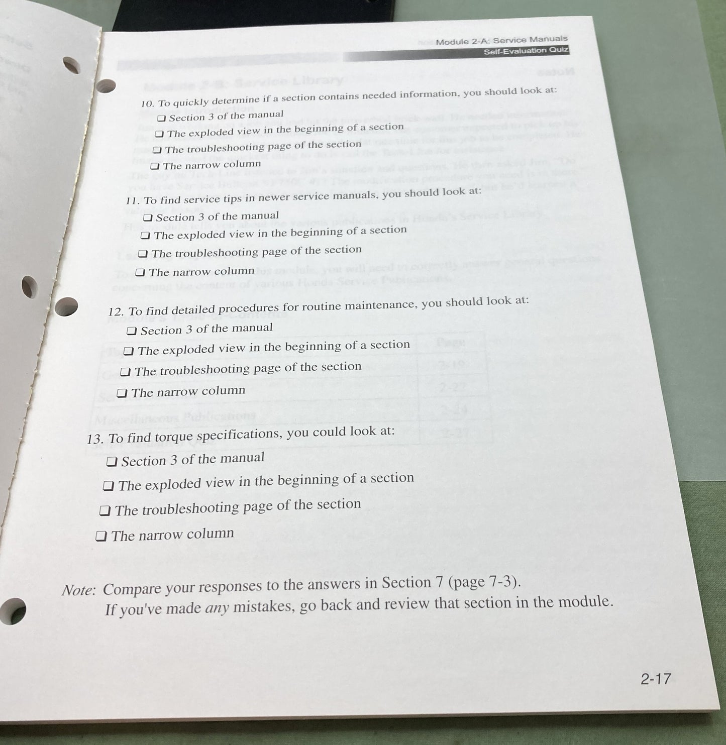 Genuine Honda S1716 Pro 1st Step Tech Mechanic Training Service Education Book