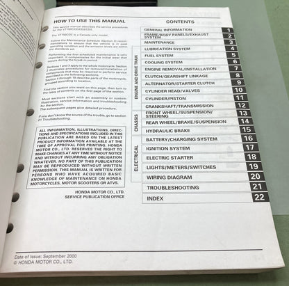 Genuine Honda 61MBA05 VT750C/CD/CD2 Shadow/Shadow Deluxe Service Manual '98-'03