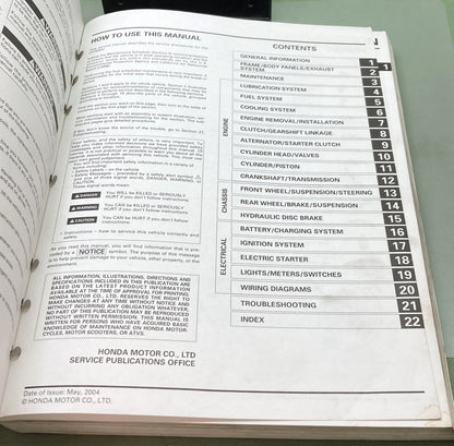 Genuine Honda 61MCR04 VT750DC Shadow Spirit Service Manual '01-'06