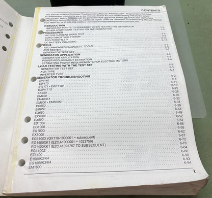 Genuine Honda PSV52522-I Generator Troubleshooting Manual '98-'07