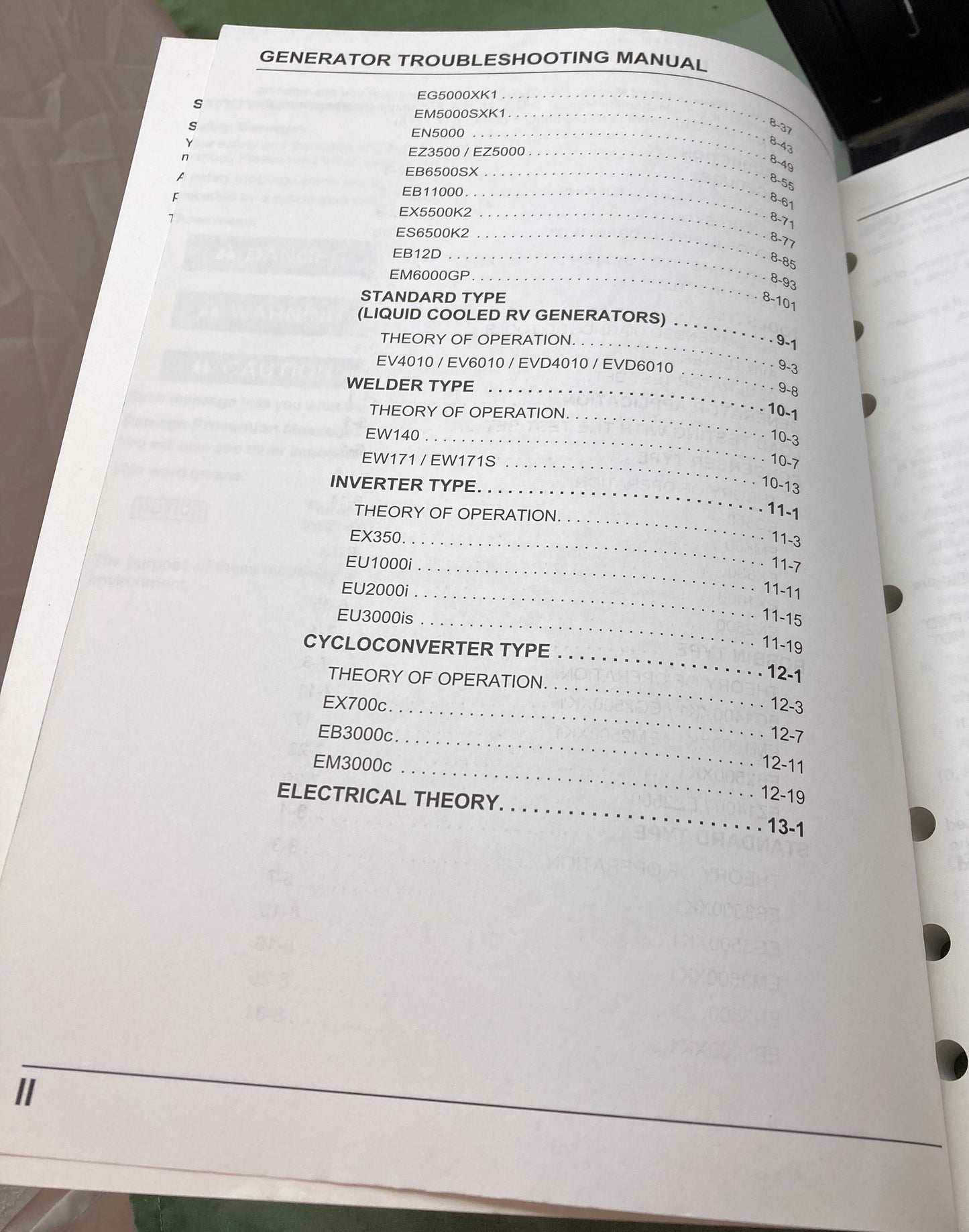 Genuine Honda PSV52522D Generator Troubleshooting Manual '98-'02