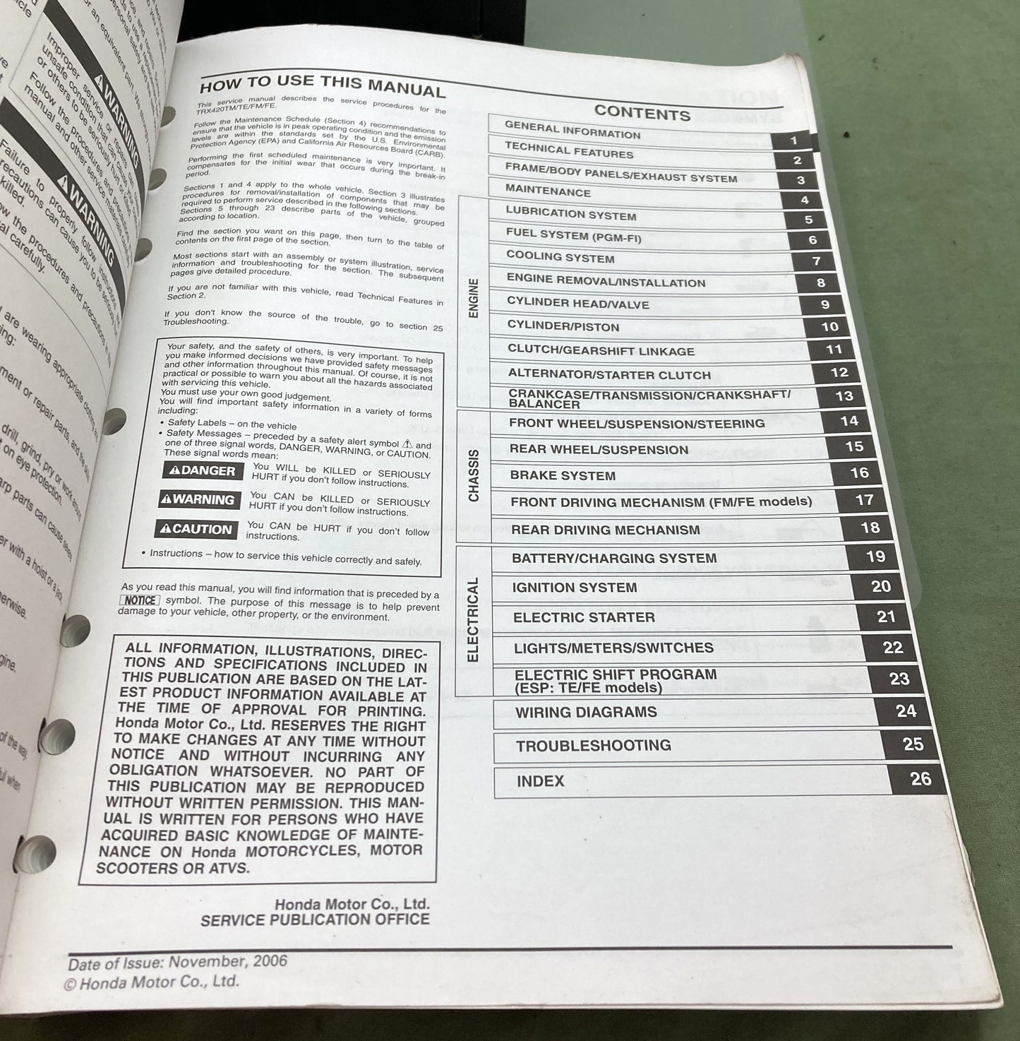 Genuine Honda 61HP400 TRX420FE/FM/TE/TM Fourtrax Rancher Service Manual 2007