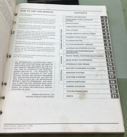 Genuine Honda 61HN105 TRX400EX Fourtrax Service Manual 1999-2004
