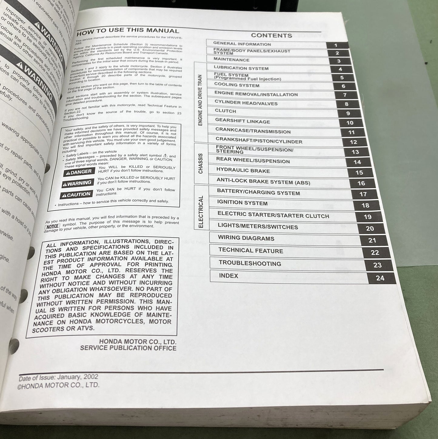 Genuine Honda 61MCW01 VFR800/A Interceptor Service Manual '02-'03