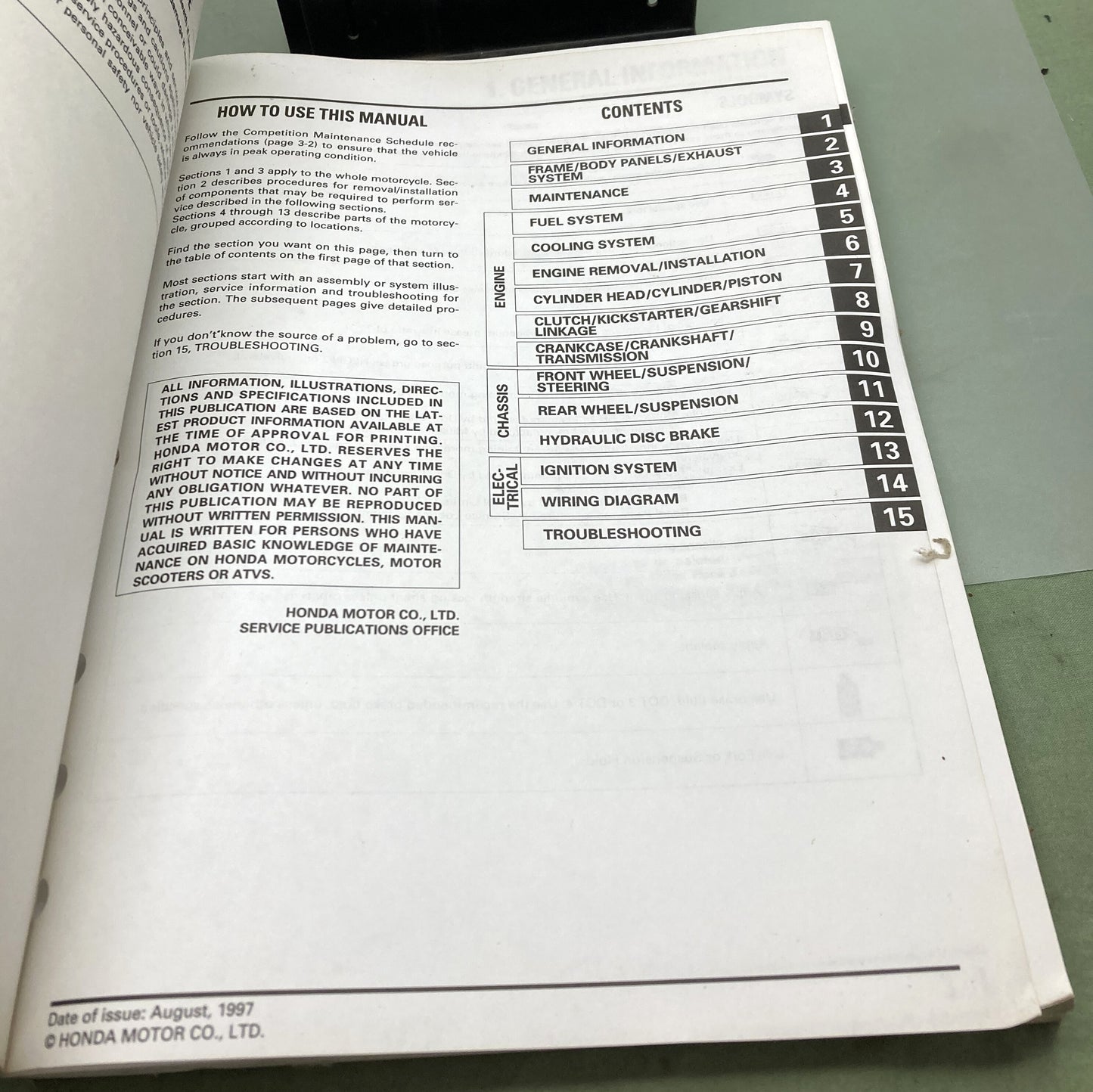 Genuine Honda 61GBF03 CR80R CR80RB Service Manual '95-'98