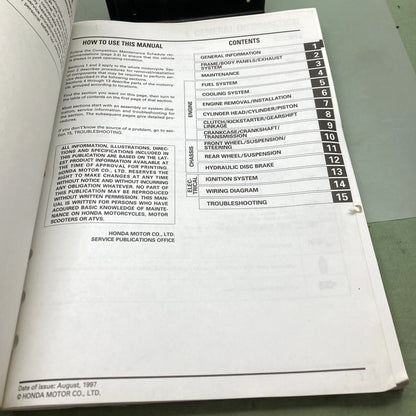 Genuine Honda 61GBF03 CR80R CR80RB Service Manual '95-'98