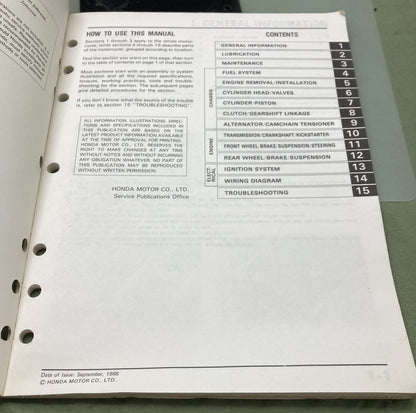 Genuine Honda 61GW801 Z50R Service Manual 1988