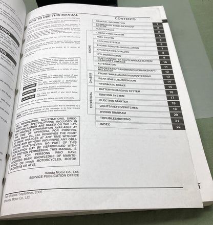 Genuine Honda 61MEY01 CRF450X Service Manual 2005-2006