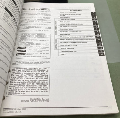 Genuine Honda 61KSJ01 CRF80F CRF100F Service Manual 2004-2005