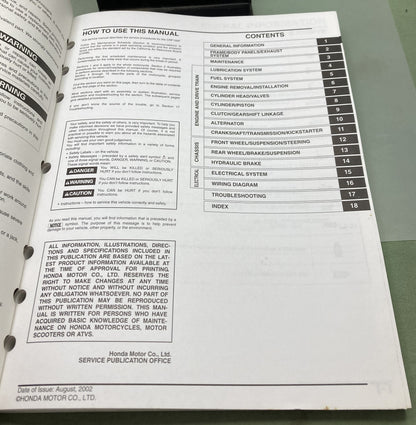 Genuine Honda 61KPT02 CRF150F Service Manual 2003-2005