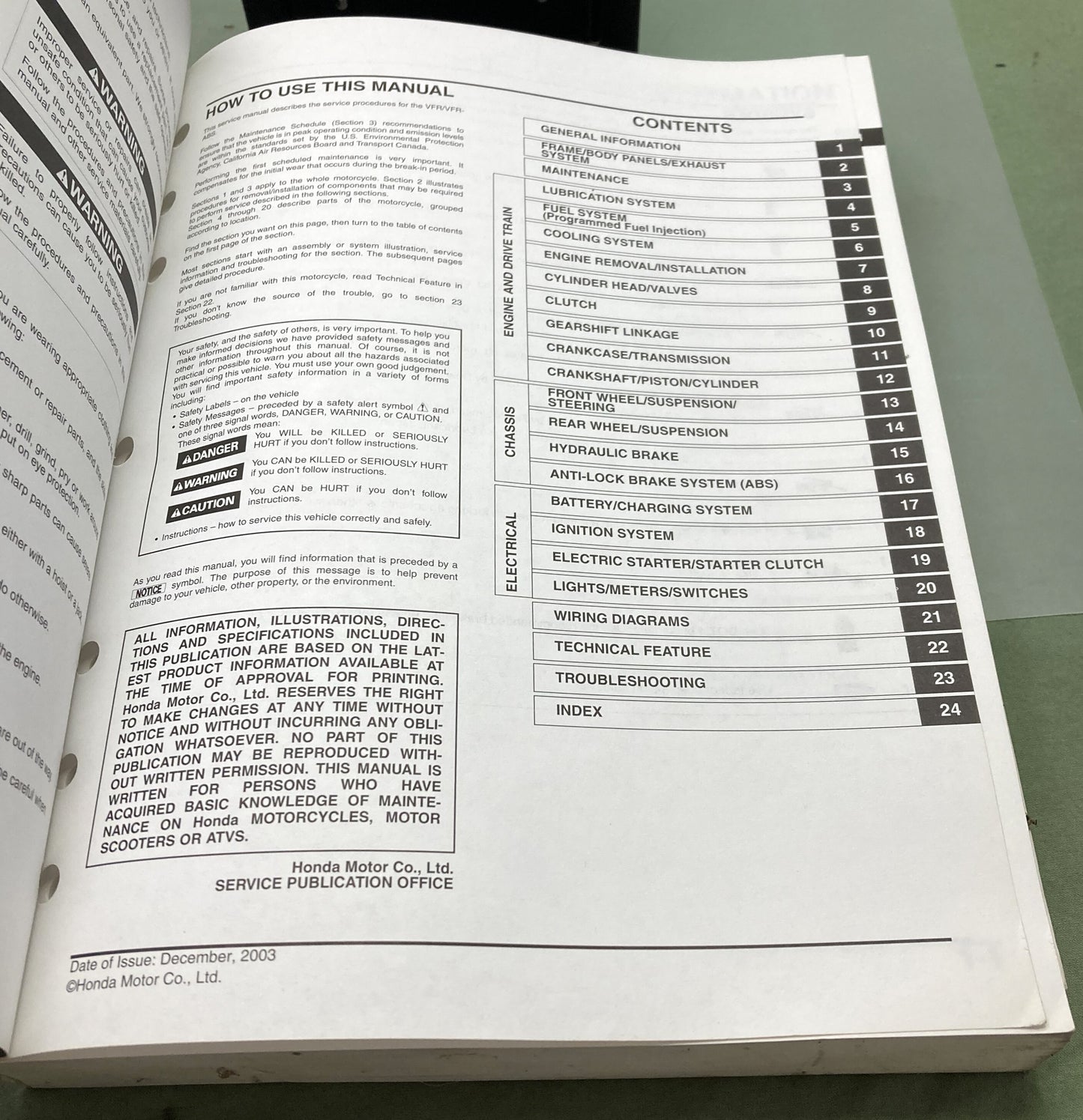 Genuine Honda 61MCW03 VFR800/A Interceptor Service Manual 2002-2005